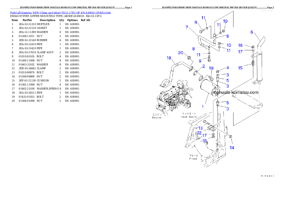 FD15-17EC-OP S/N 630001-UP Partsbook