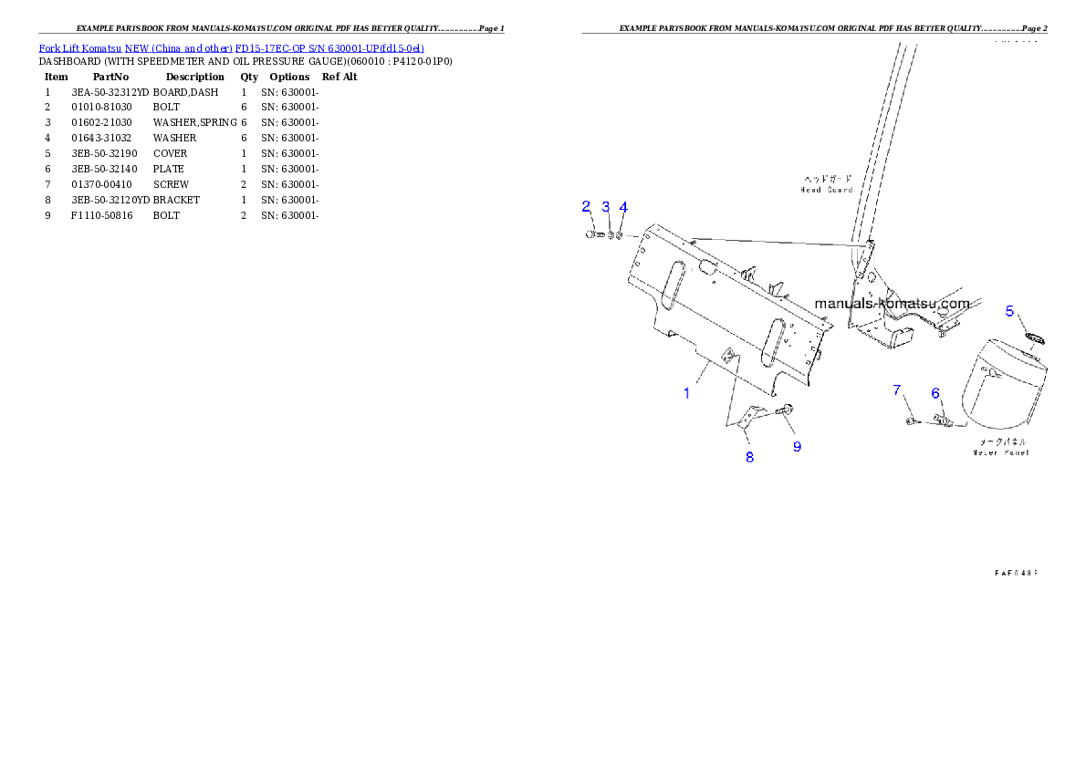 FD15-17EC-OP S/N 630001-UP Partsbook