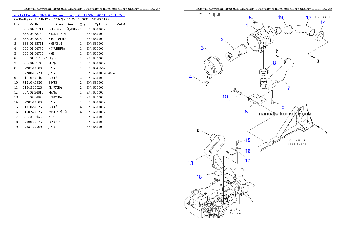 FD15-17 S/N 630001-UP Partsbook