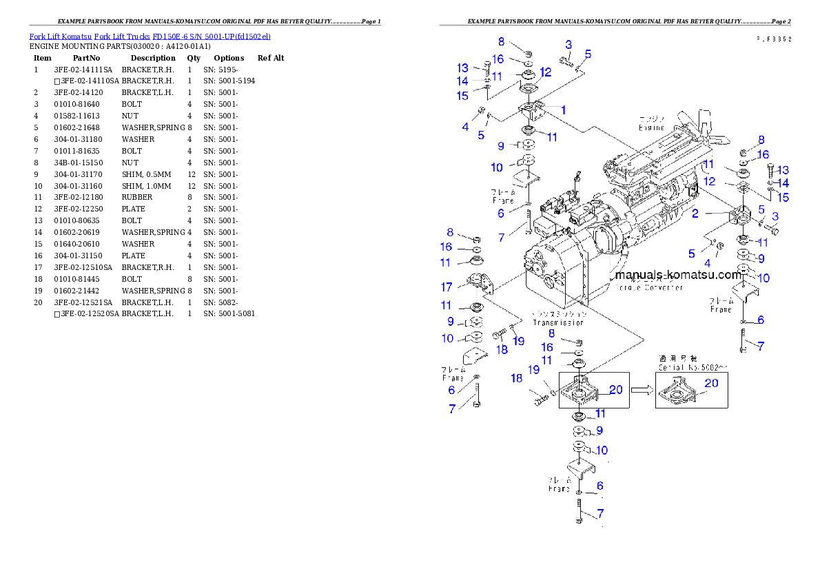 FD150E-6 S/N 5001-UP Partsbook