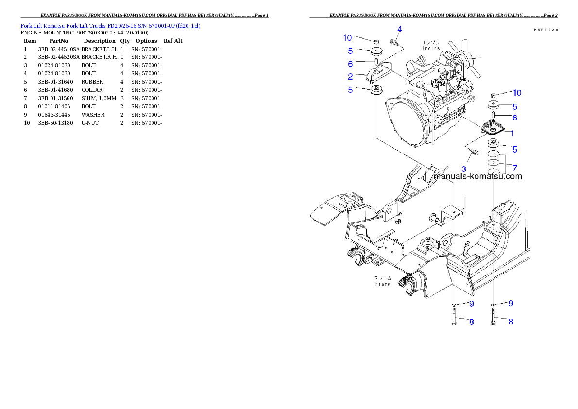 FD20/25-15 S/N 570001-UP Partsbook