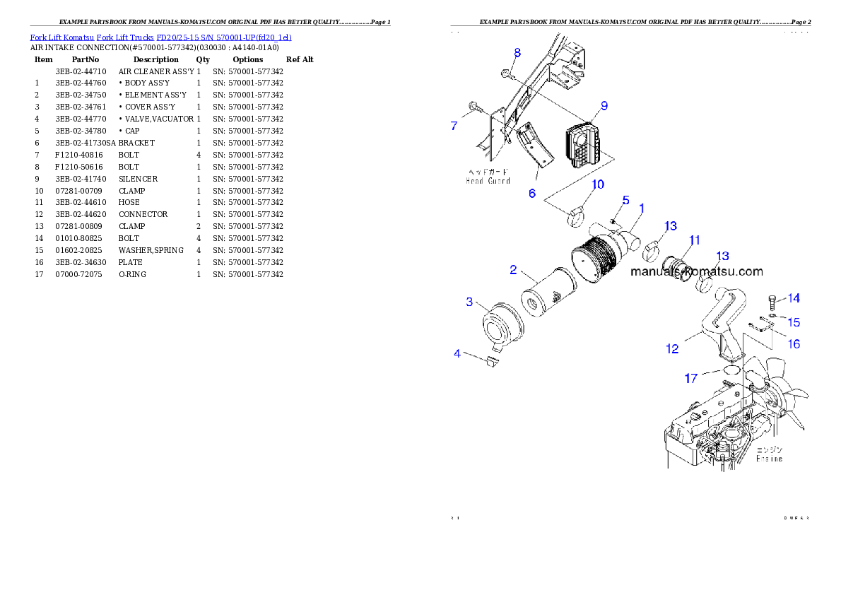 FD20/25-15 S/N 570001-UP Partsbook