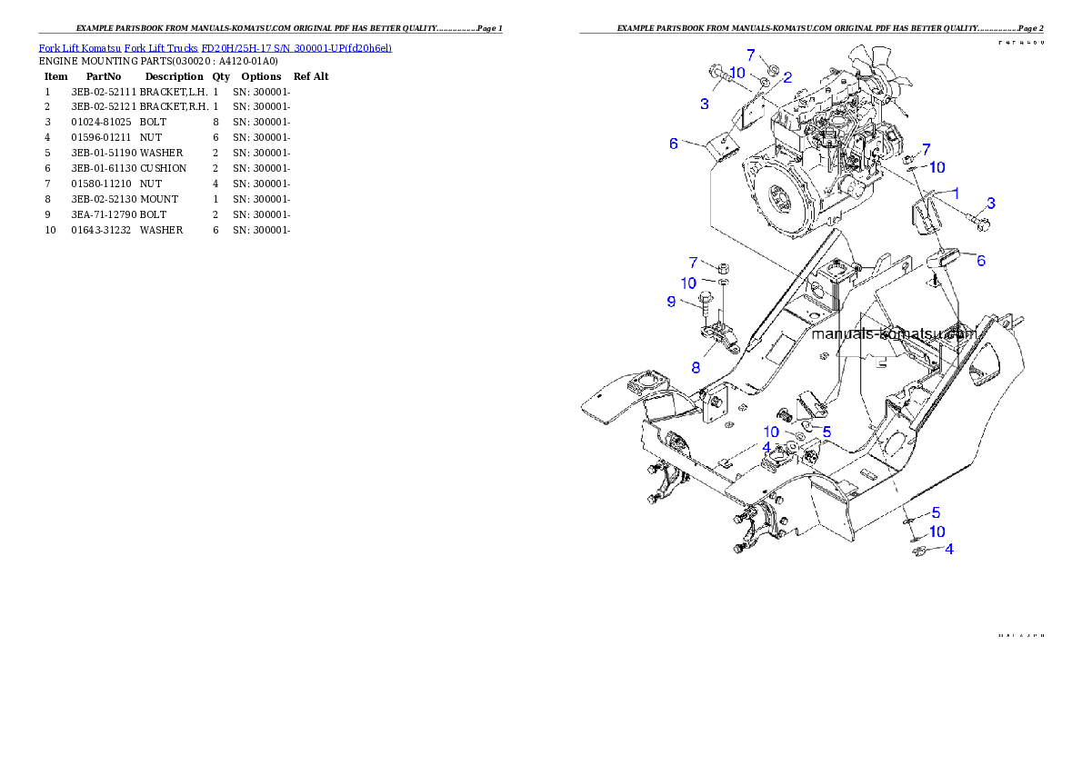 FD20H/25H-17 S/N 300001-UP Partsbook