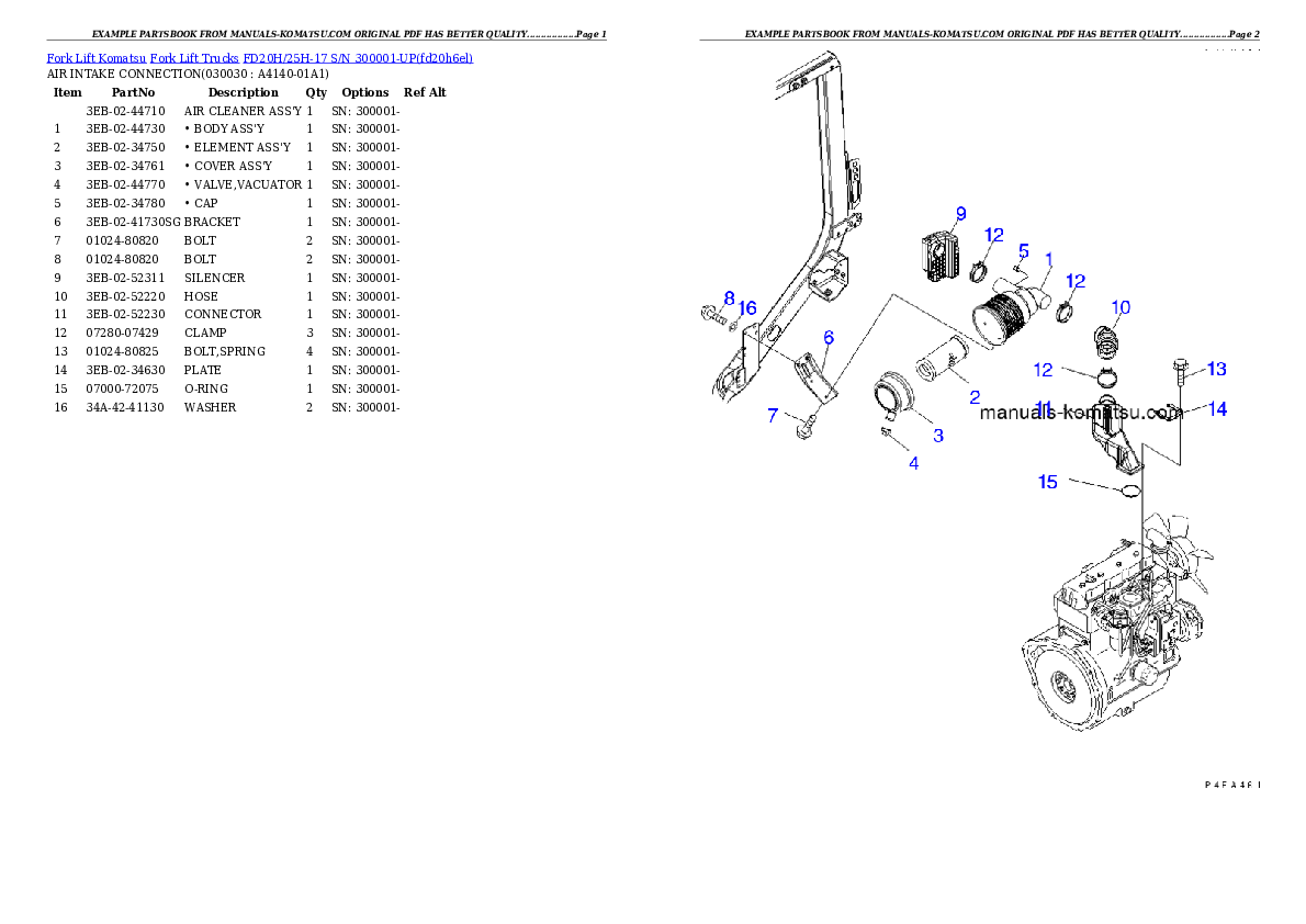 FD20H/25H-17 S/N 300001-UP Partsbook