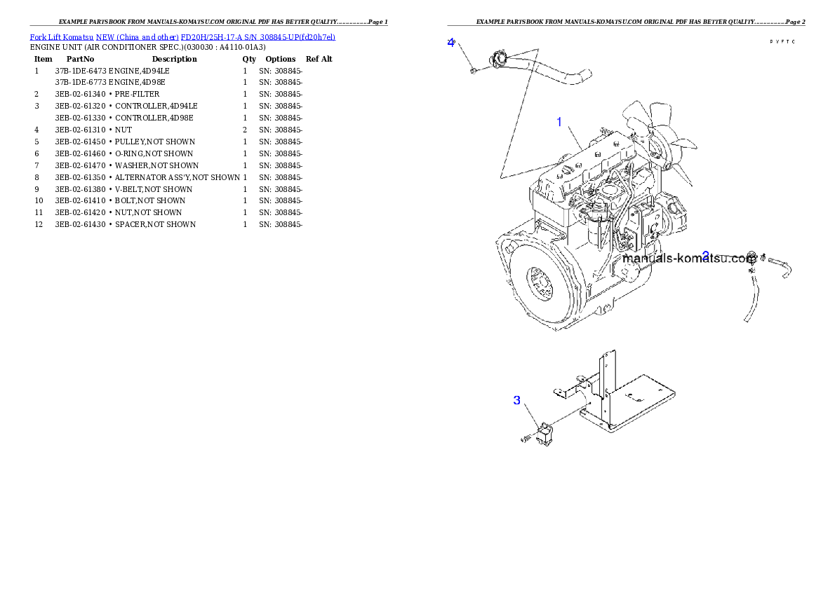 FD20H/25H-17-A S/N 308845-UP Partsbook