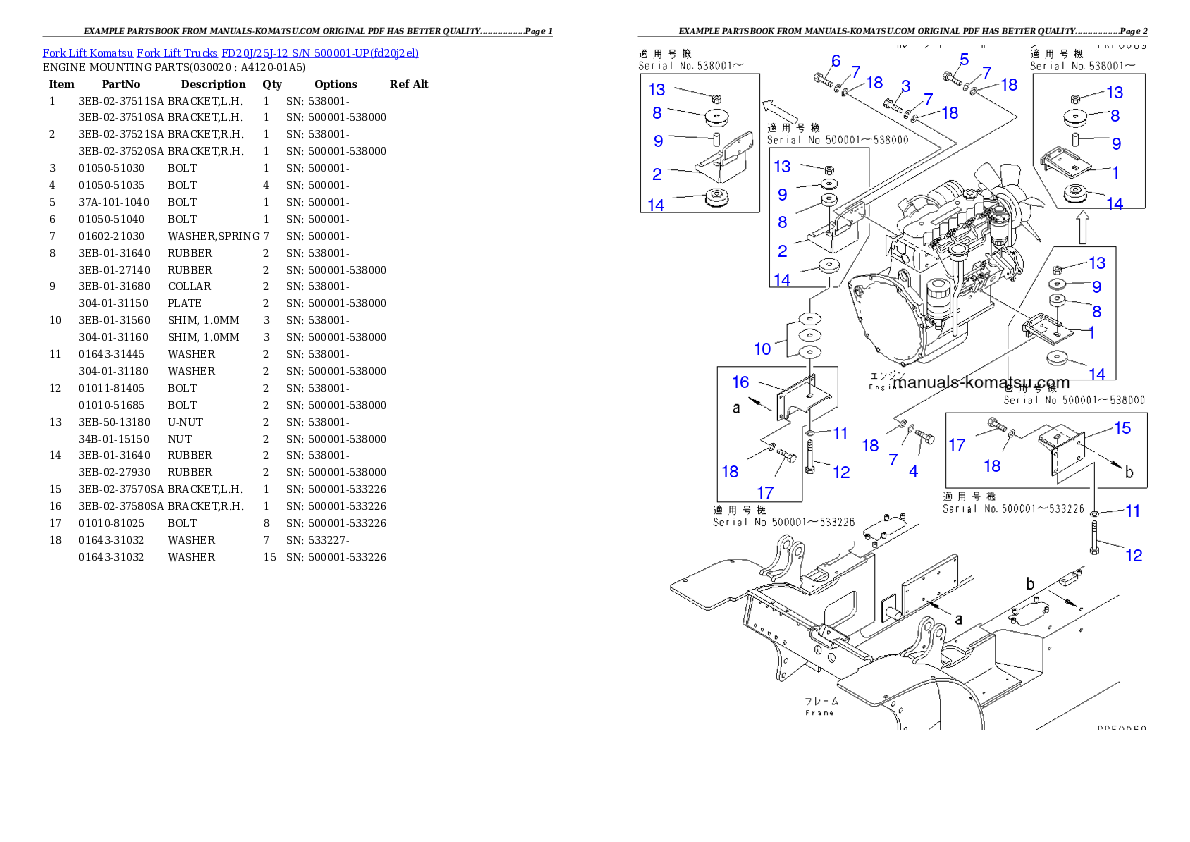 FD20J/25J-12 S/N 500001-UP Partsbook