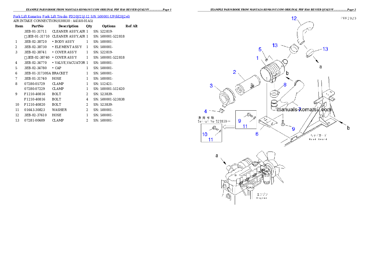 FD20J/25J-12 S/N 500001-UP Partsbook