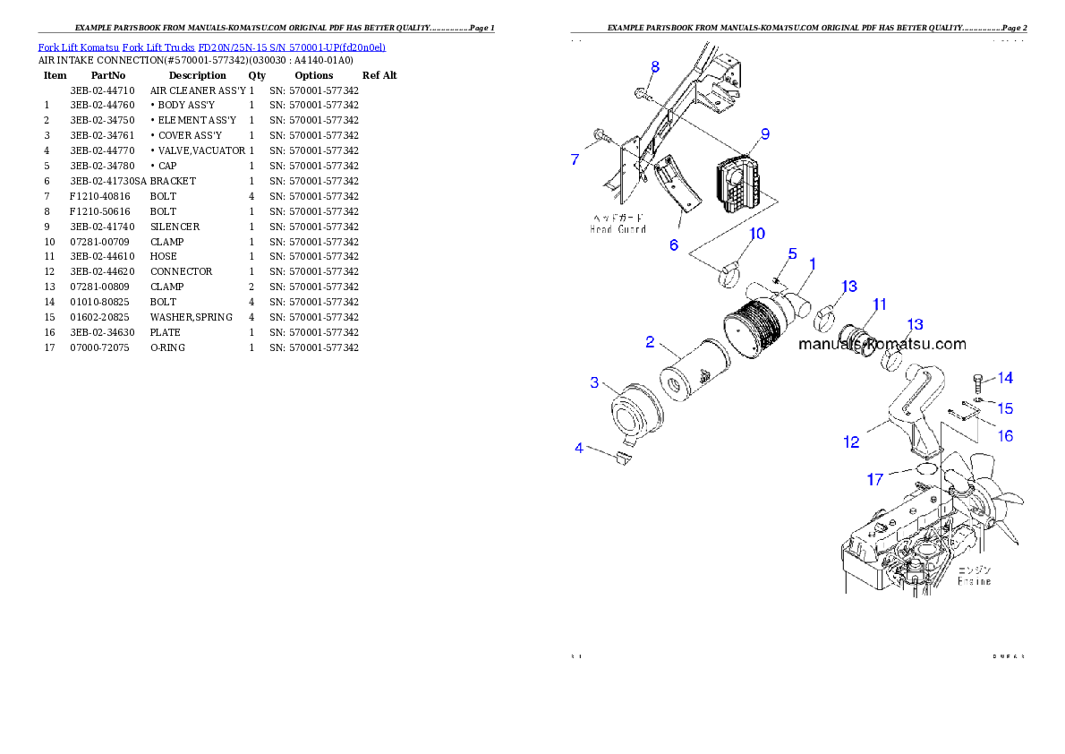 FD20N/25N-15 S/N 570001-UP Partsbook