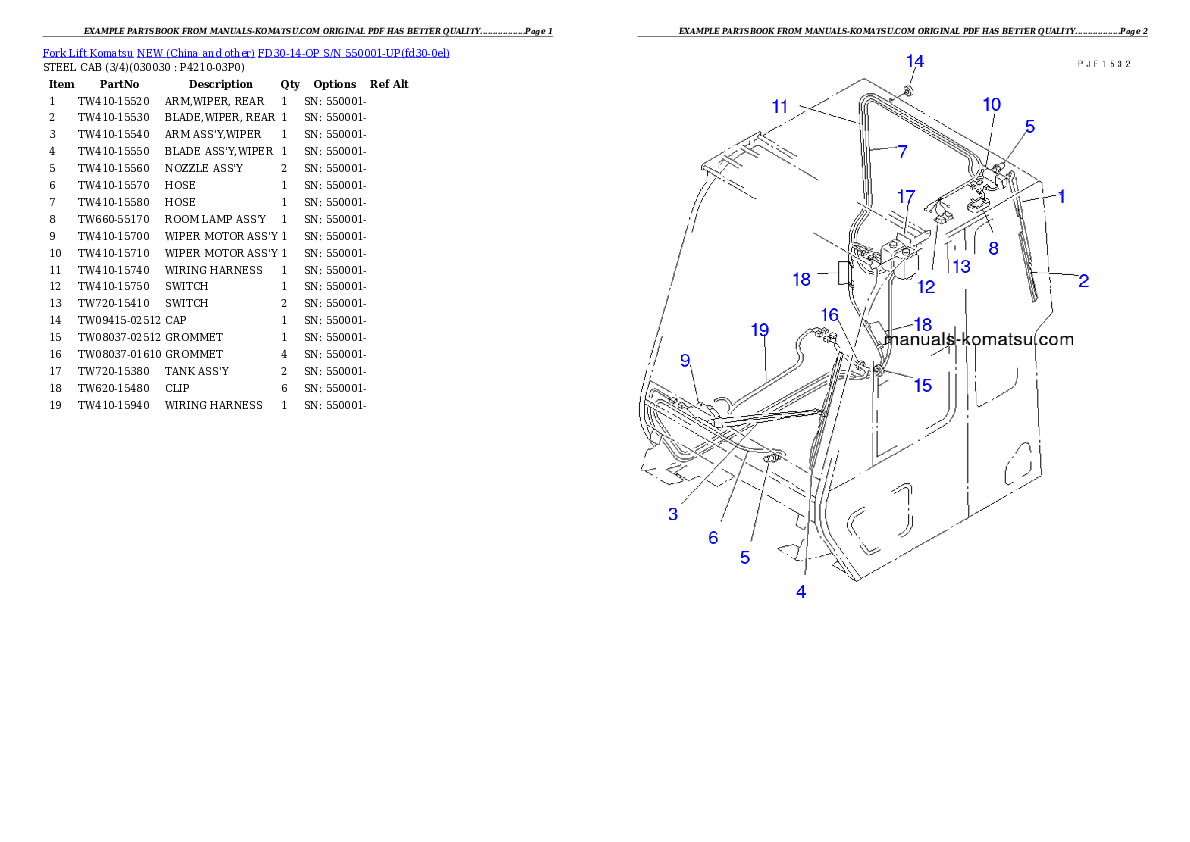 FD30-14-OP S/N 550001-UP Partsbook