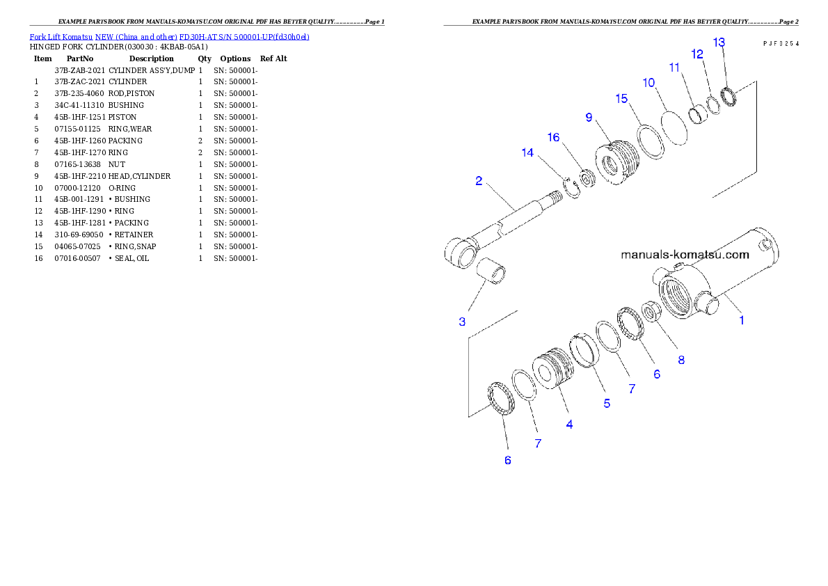 FD30H-AT S/N 500001-UP Partsbook