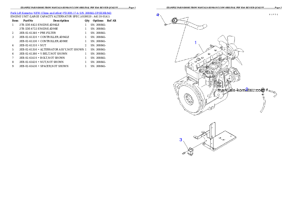 FD30H-17-A S/N 308845-UP Partsbook