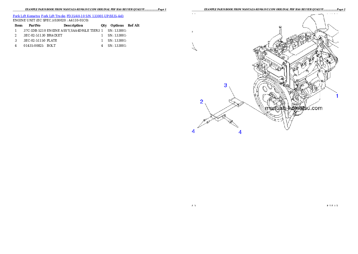 FD35/40-10 S/N 133001-UP Partsbook