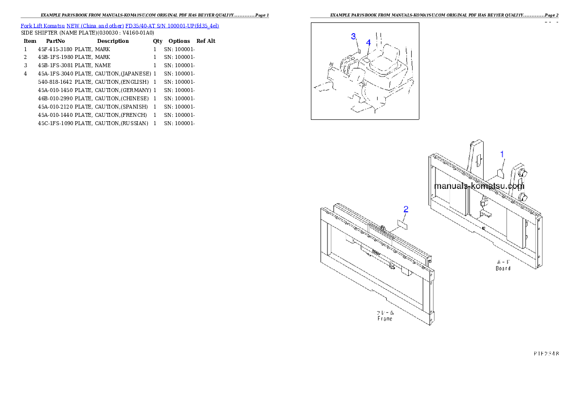 FD35/40-AT S/N 100001-UP Partsbook