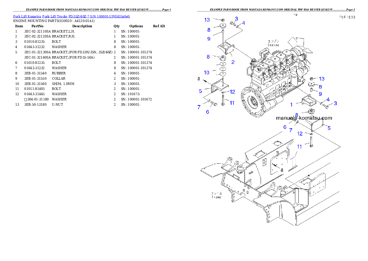 FD35Z/40Z-7 S/N 100001-UP Partsbook