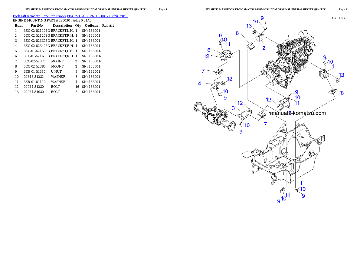 FD40Z-10-US S/N 133001-UP Partsbook