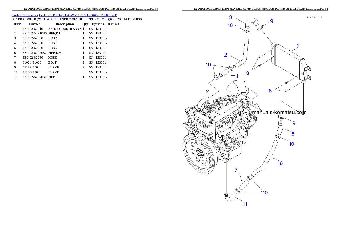 FD40ZY-10 S/N 133001-UP Partsbook