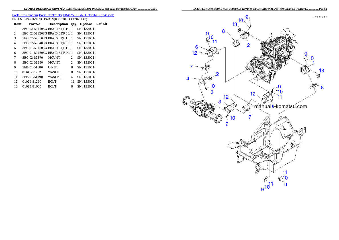 FD45Y-10 S/N 133001-UP Partsbook