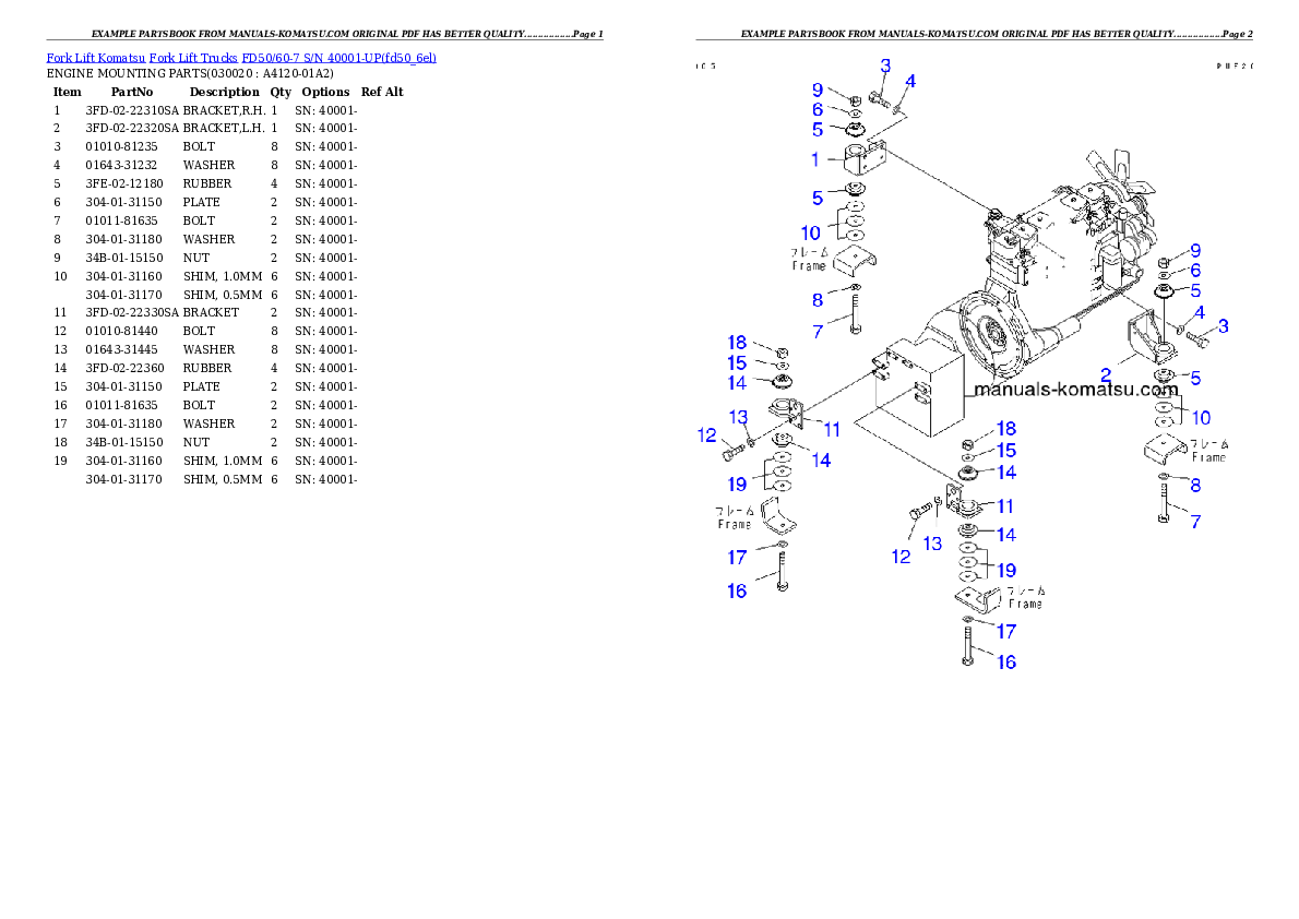 FD50HD/60HD-7 S/N 40001-UP Partsbook