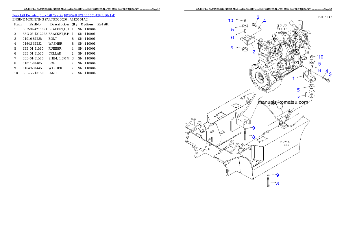 FD50A-8 S/N 110001-UP Partsbook