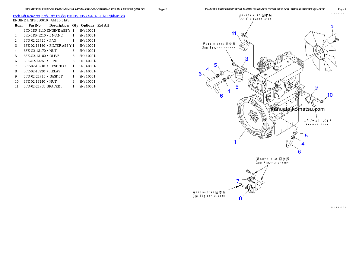 FD50E/60E-7 S/N 40001-UP Partsbook