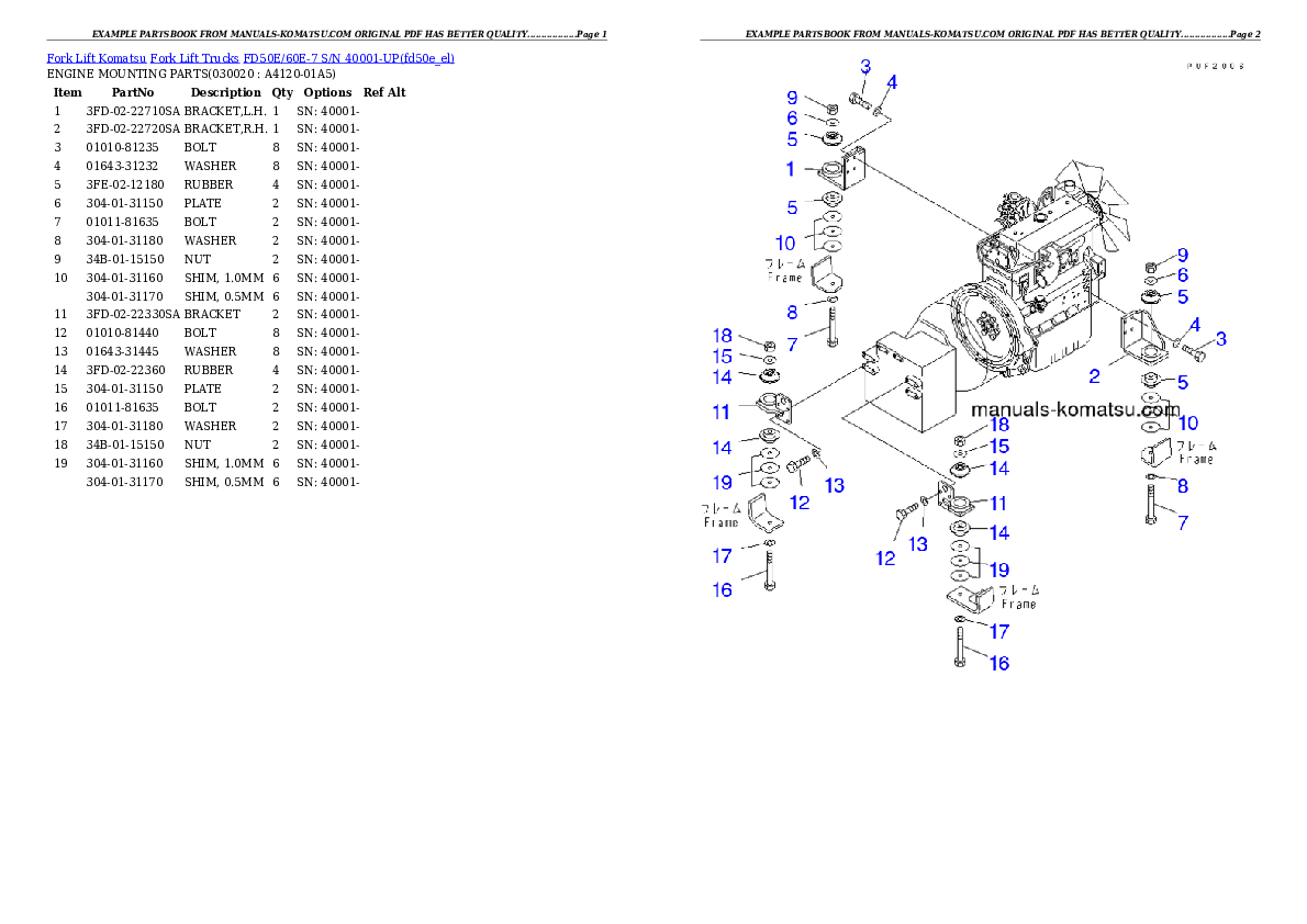 FD50E/60E-7 S/N 40001-UP Partsbook