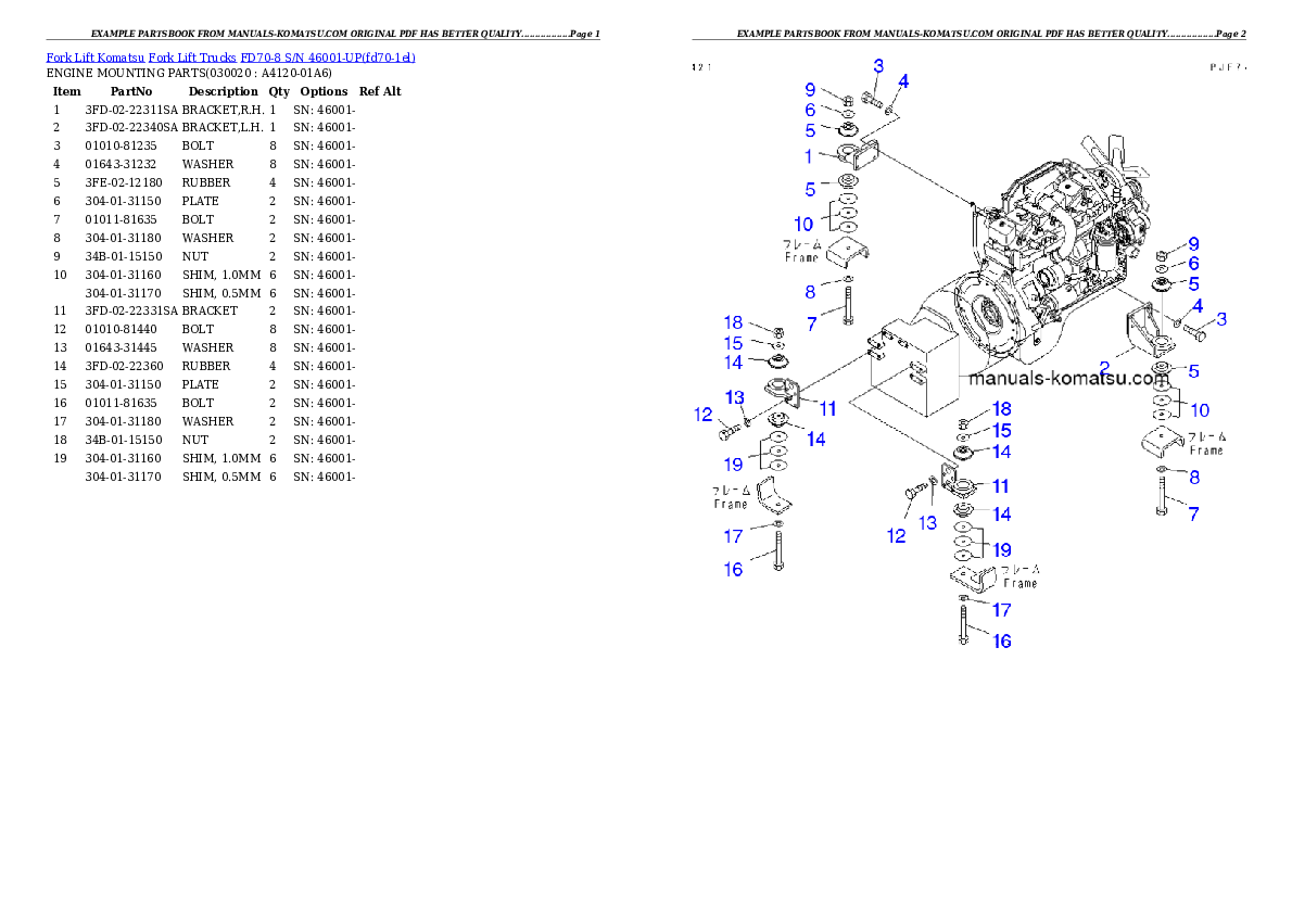 FD70-8 S/N 46001-UP Partsbook