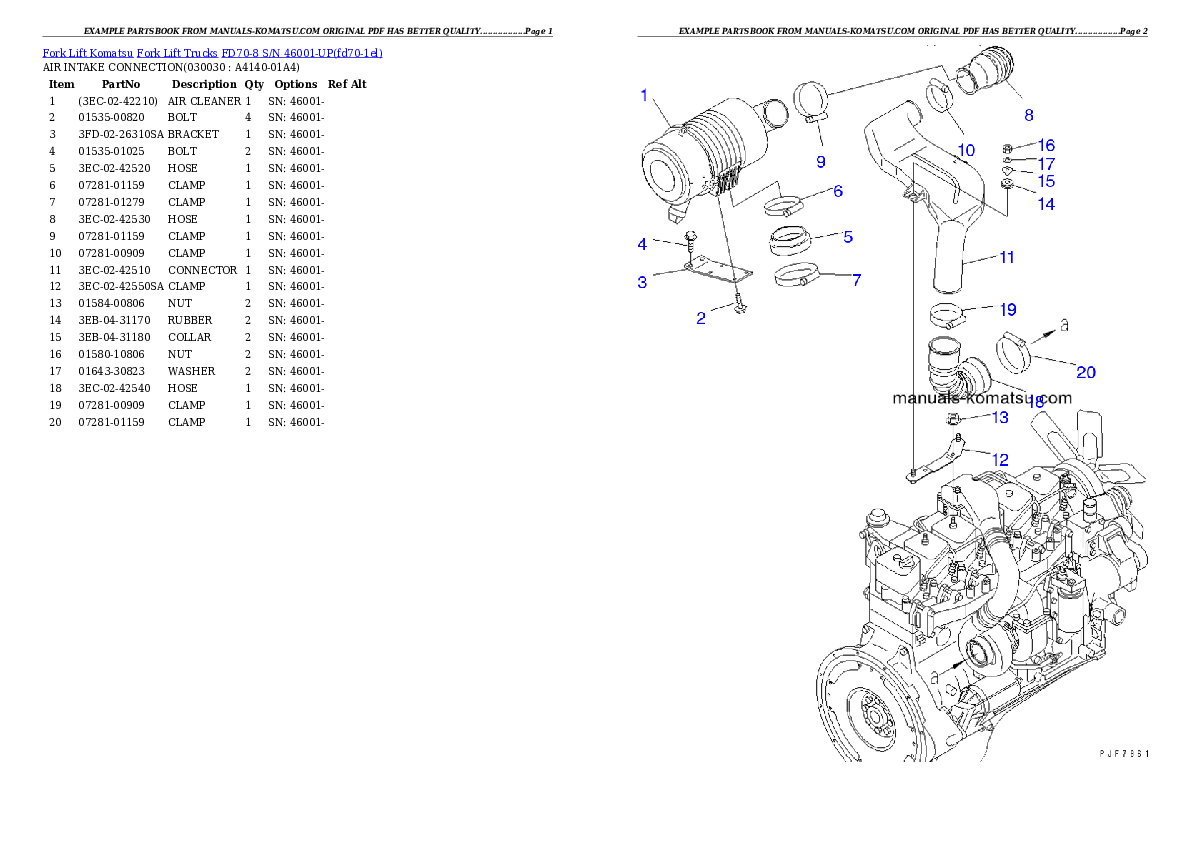 FD70-8 S/N 46001-UP Partsbook