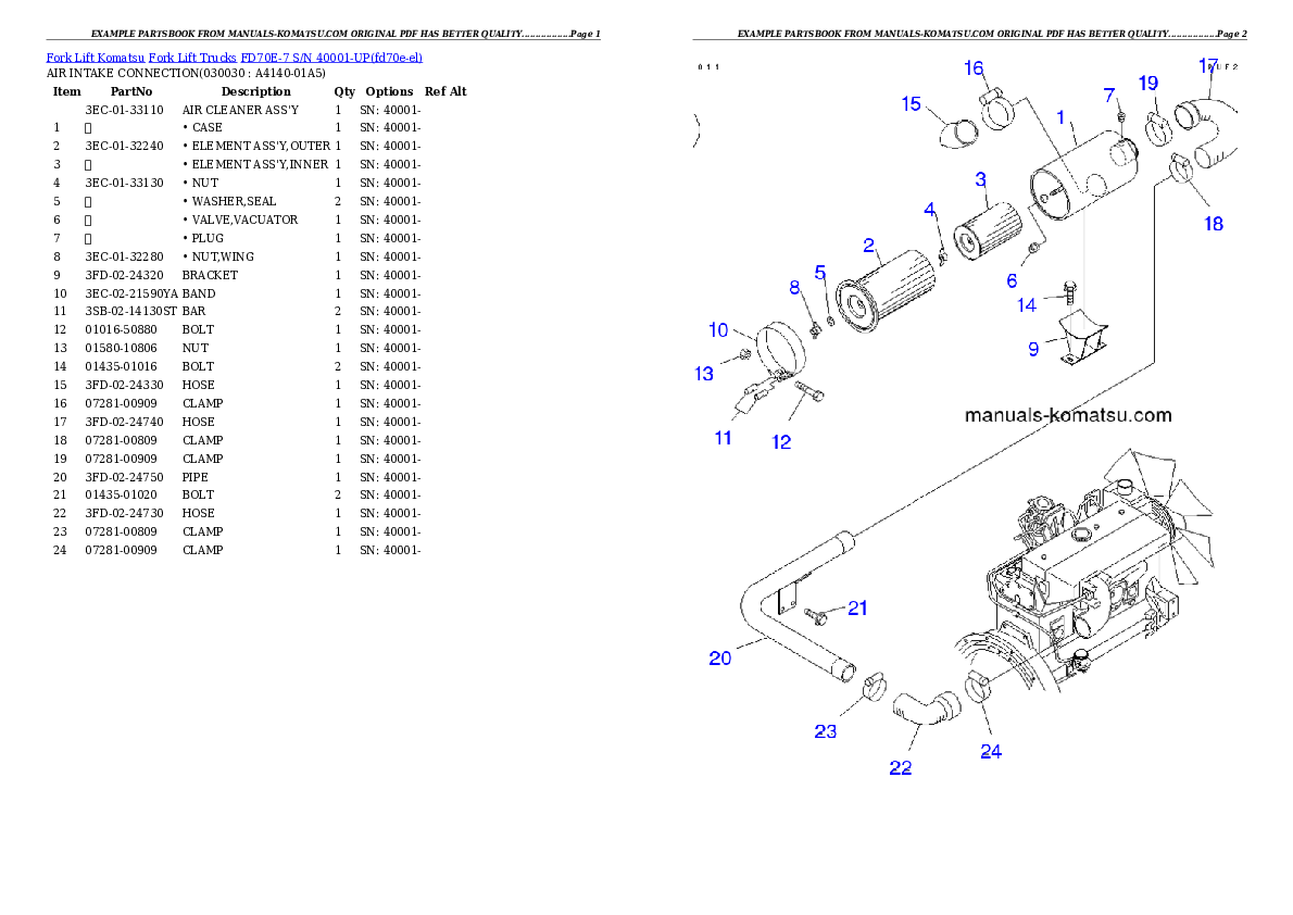 FD70E-7 S/N 40001-UP Partsbook