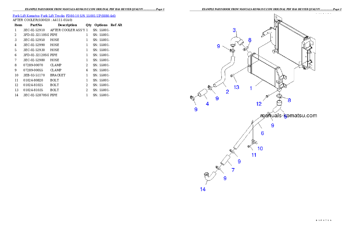 FD80-10 S/N 55001-UP Partsbook