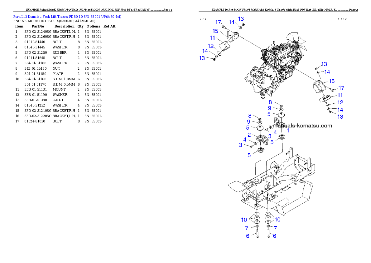 FD80-10 S/N 55001-UP Partsbook