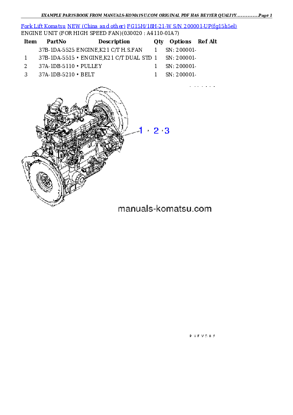 FG15H/18H-21-W S/N 200001-UP Partsbook