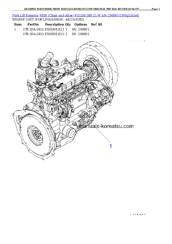 FG15H/18H-21-W S/N 200001-UP Partsbook