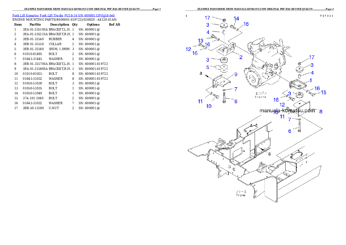 FG18-16 S/N 600001-UP Partsbook