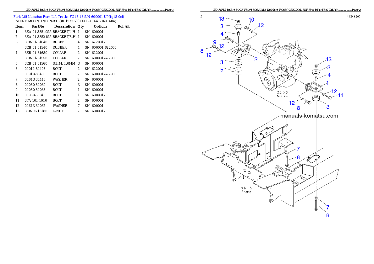 FG18-16 S/N 600001-UP Partsbook