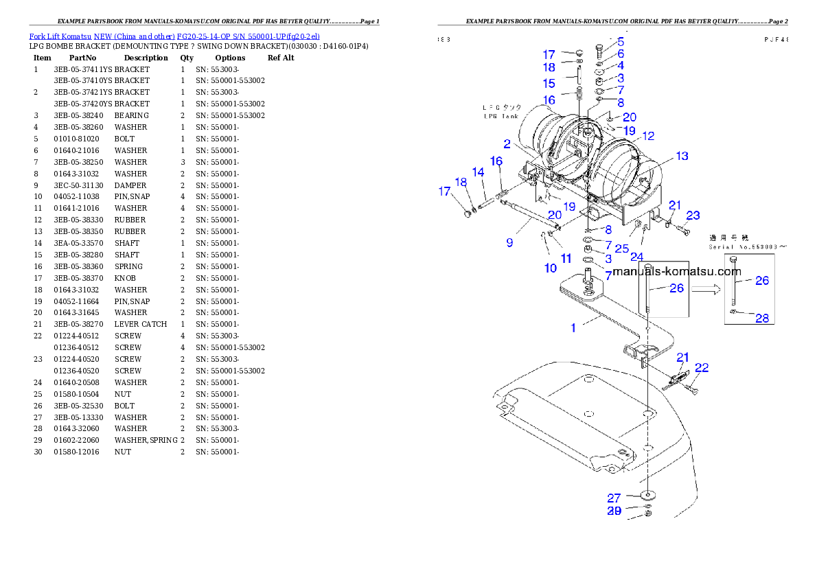 FG20-25-14-OP S/N 550001-UP Partsbook