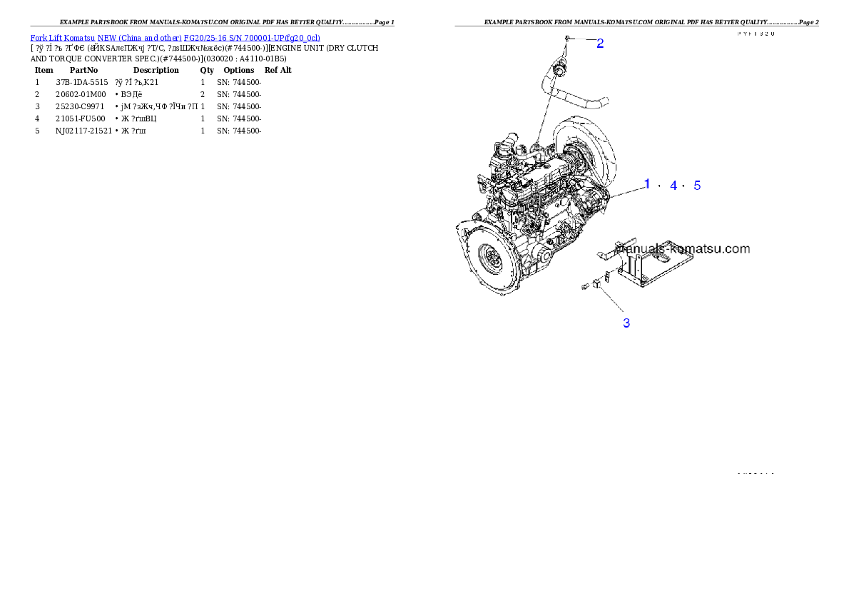 FG20/25-16 S/N 700001-UP Partsbook