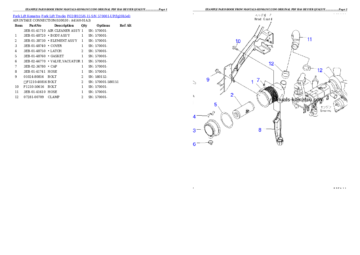 FG20H/25H-15 S/N 570001-UP Partsbook