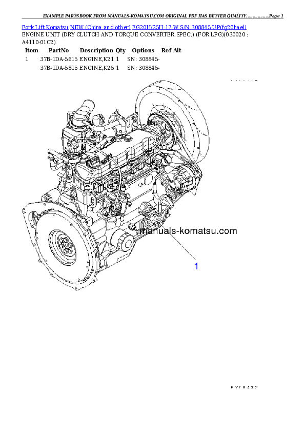 FG20H/25H-17-W S/N 308845-UP Partsbook