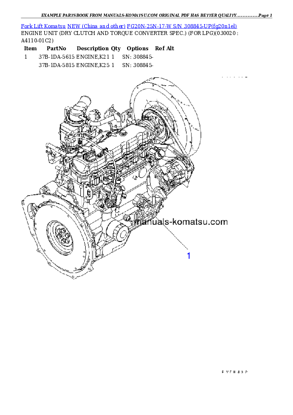 FG20N-25N-17-W S/N 308845-UP Partsbook