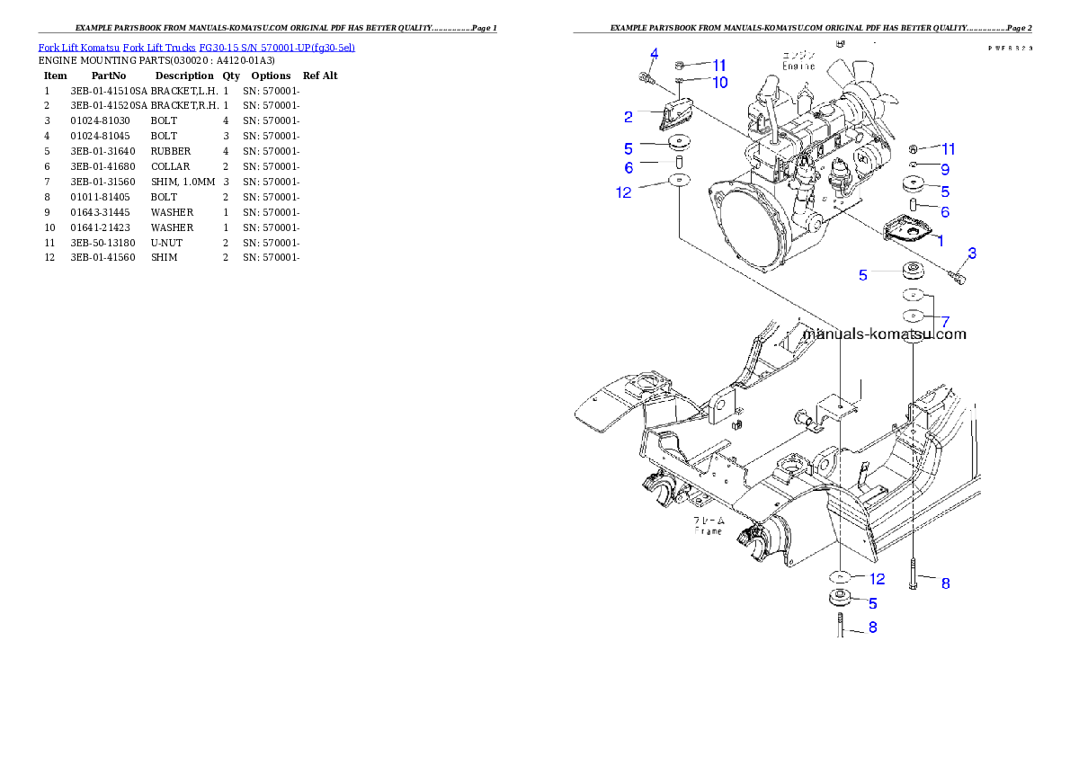 FG30-15 S/N 570001-UP Partsbook