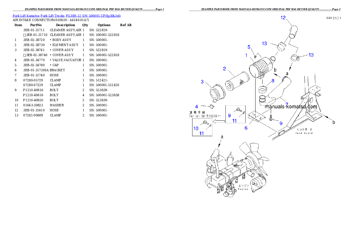 FG30H-12 S/N 500001-UP Partsbook