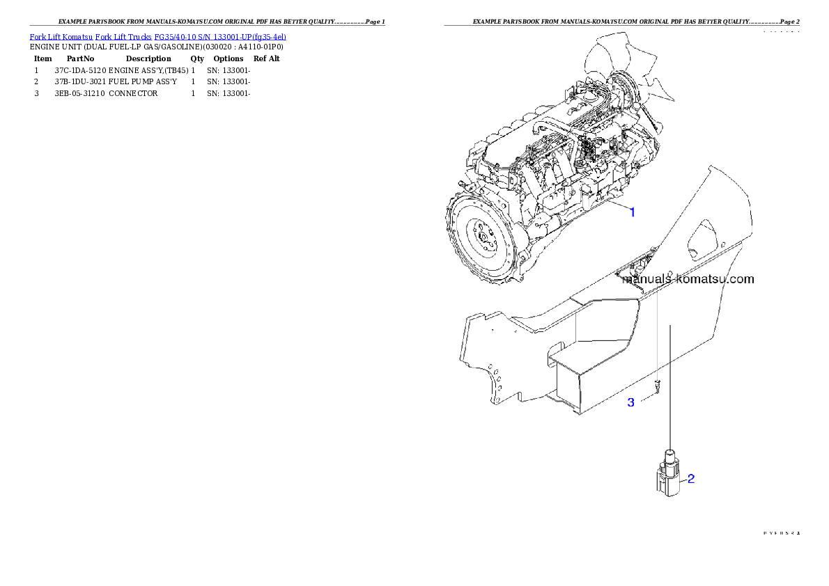 FG35/40-10 S/N 133001-UP Partsbook