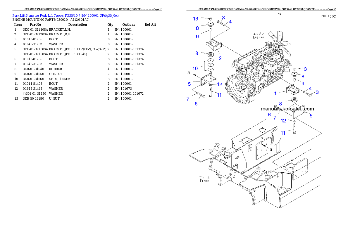FG35/40-7 S/N 100001-UP Partsbook