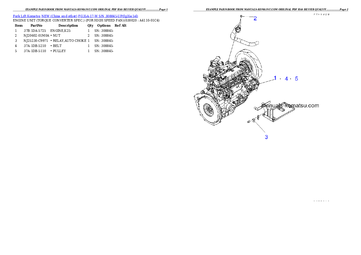 FG35A-17-W S/N 308845-UP Partsbook