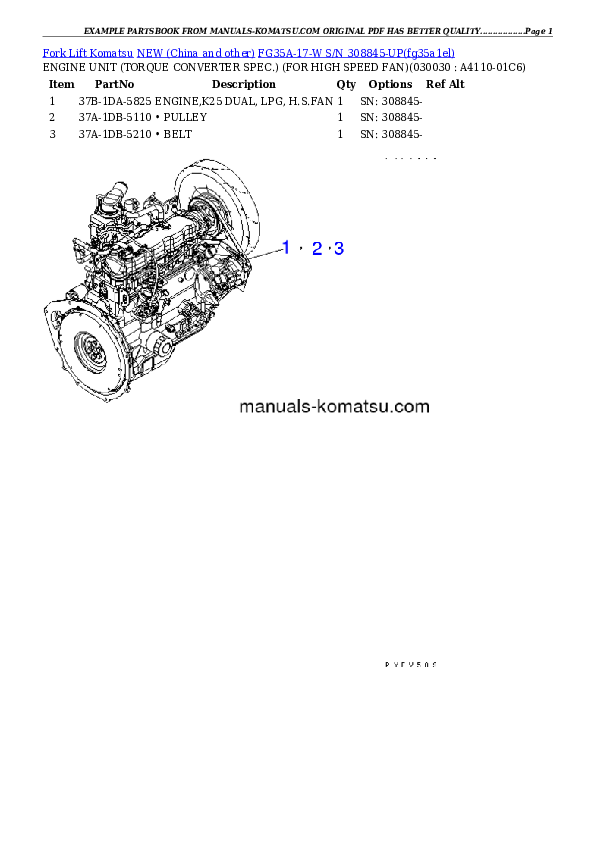 FG35A-17-W S/N 308845-UP Partsbook