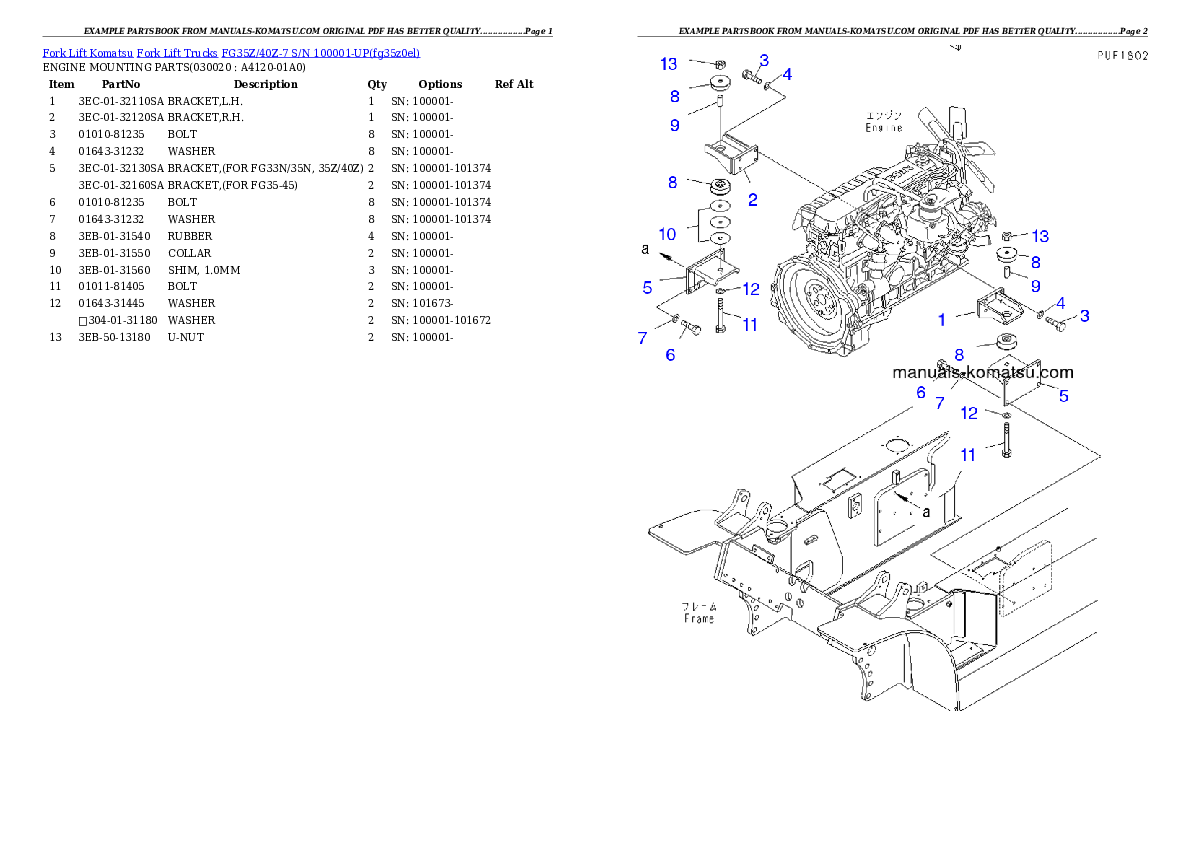 FG35Z/40Z-7 S/N 100001-UP Partsbook