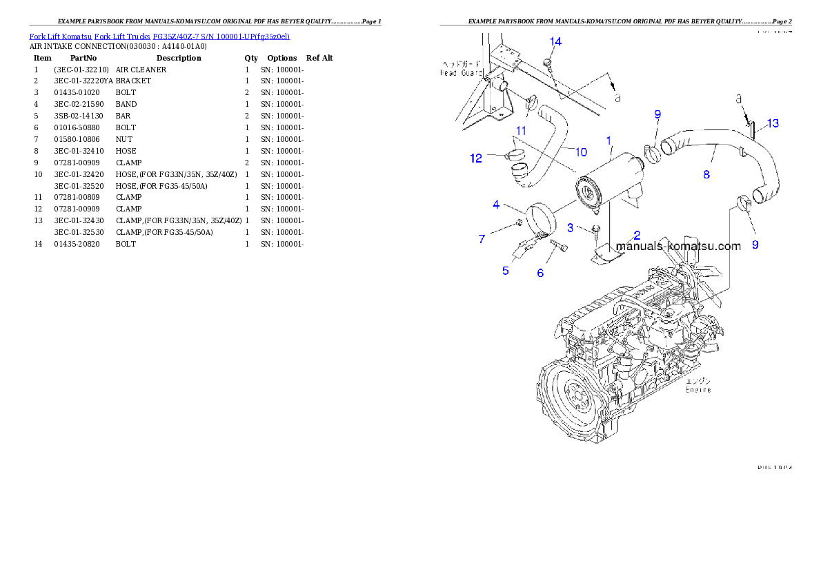 FG35Z/40Z-7 S/N 100001-UP Partsbook