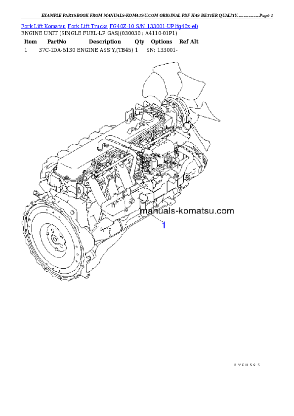 FG40Z-10 S/N 133001-UP Partsbook
