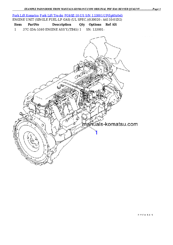FG40Z-10-US S/N 133001-UP Partsbook