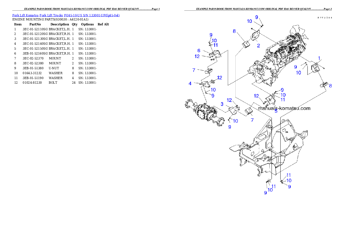 FG45-10-US S/N 133001-UP Partsbook